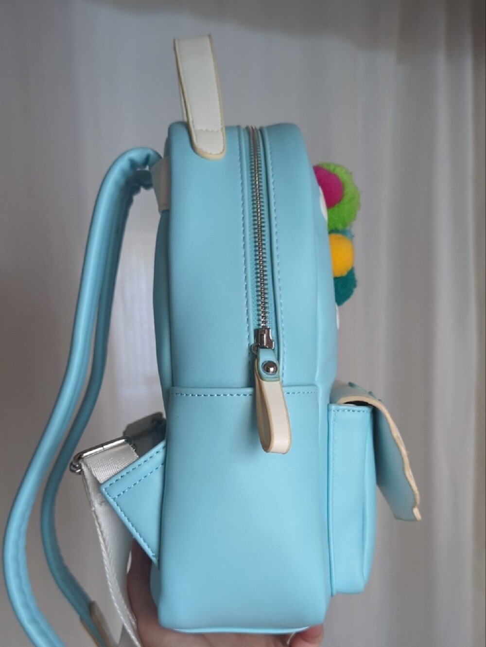 Loungefly Light Blue Up House Pom Pom Mini Backpack - Picture 3 of 6